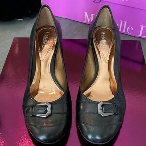 Michelle D Black Heels with Buckle Detail NWT